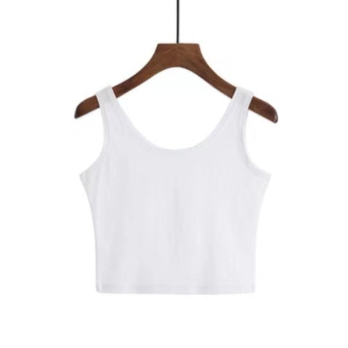 Candy Colour Crop Tops Sleeveless Short Cotton