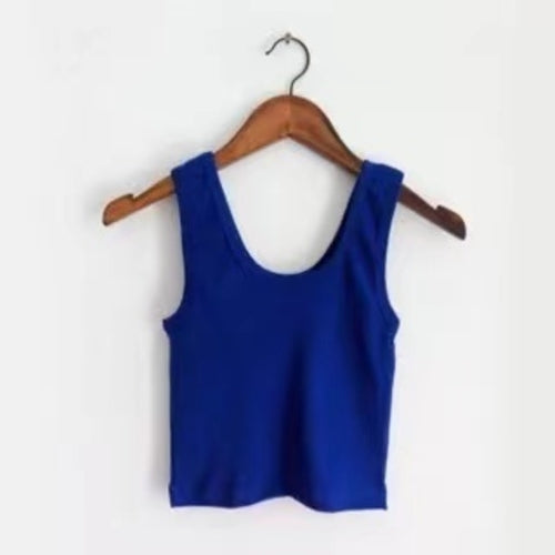Candy Colour Crop Tops Sleeveless Short Cotton