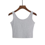 Candy Colour Crop Tops Sleeveless Short Cotton