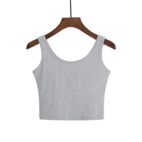 Candy Colour Crop Tops Sleeveless Short Cotton