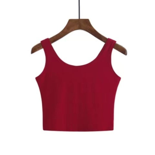 Candy Colour Crop Tops Sleeveless Short Cotton