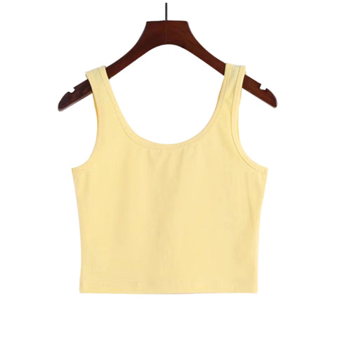 Candy Colour Crop Tops Sleeveless Short Cotton