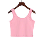 Candy Colour Crop Tops Sleeveless Short Cotton