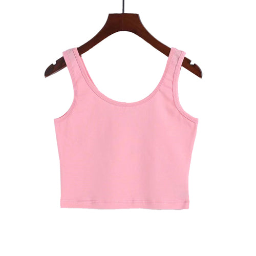 Candy Colour Crop Tops Sleeveless Short Cotton