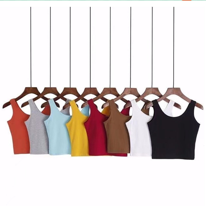 Candy Colour Crop Tops Sleeveless Short Cotton