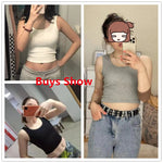 Candy Colour Crop Tops Sleeveless Short Cotton