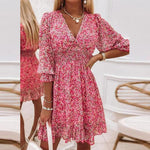 Summer V Neck Half Sleeve A Line