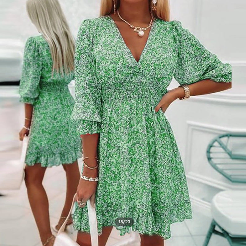 Summer V Neck Half Sleeve A Line