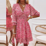 Summer V Neck Half Sleeve A Line