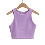 2022 Summer Fashion Women Sexy Slim Tops O neck Sleeveless Double