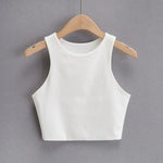 2022 Summer Fashion Women Sexy Slim Tops O neck Sleeveless Double