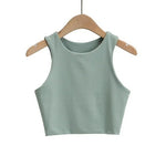 2022 Summer Fashion Women Sexy Slim Tops O neck Sleeveless Double