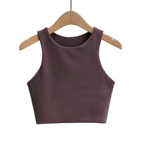 2022 Summer Fashion Women Sexy Slim Tops O neck Sleeveless Double