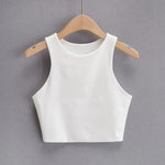 2022 Summer Fashion Women Sexy Slim Tops O neck Sleeveless Double