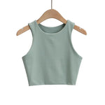 2022 Summer Fashion Women Sexy Slim Tops O neck Sleeveless Double