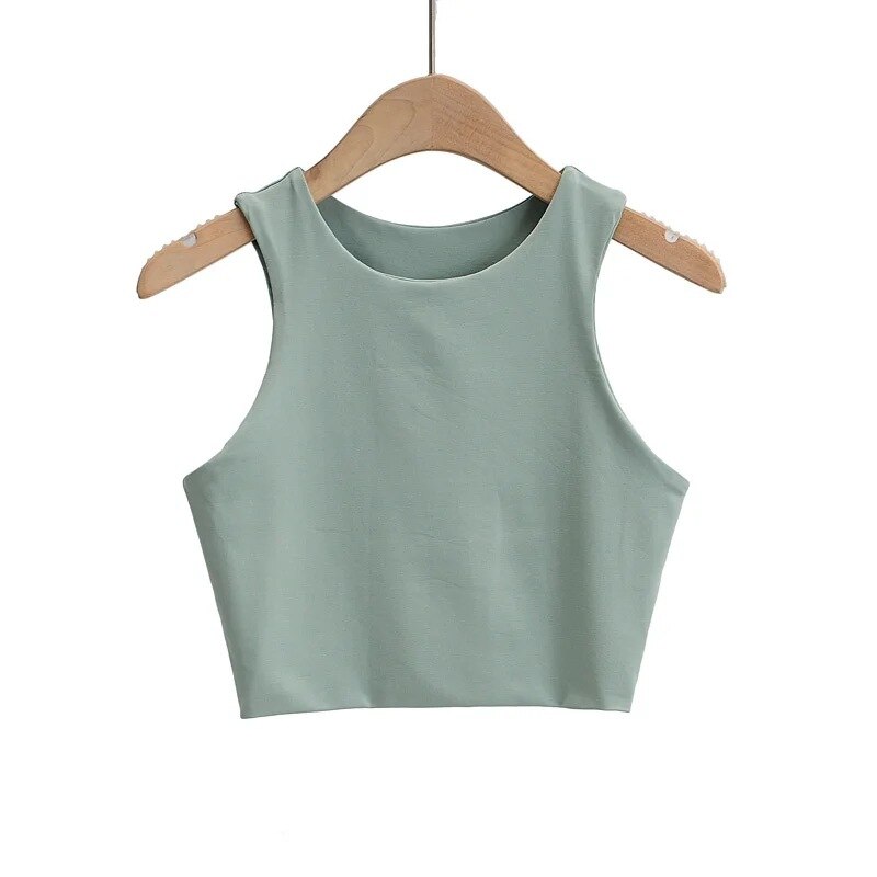 2022 Summer Fashion Women Sexy Slim Tops O neck Sleeveless Double