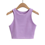 2022 Summer Fashion Women Sexy Slim Tops O neck Sleeveless Double