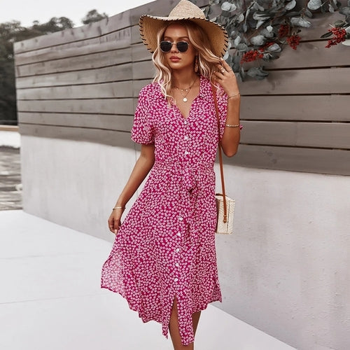 Casual Short Sleeve Midi Dresses