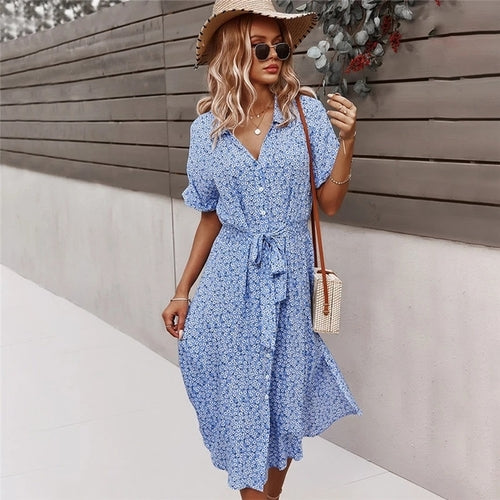 Casual Short Sleeve Midi Dresses