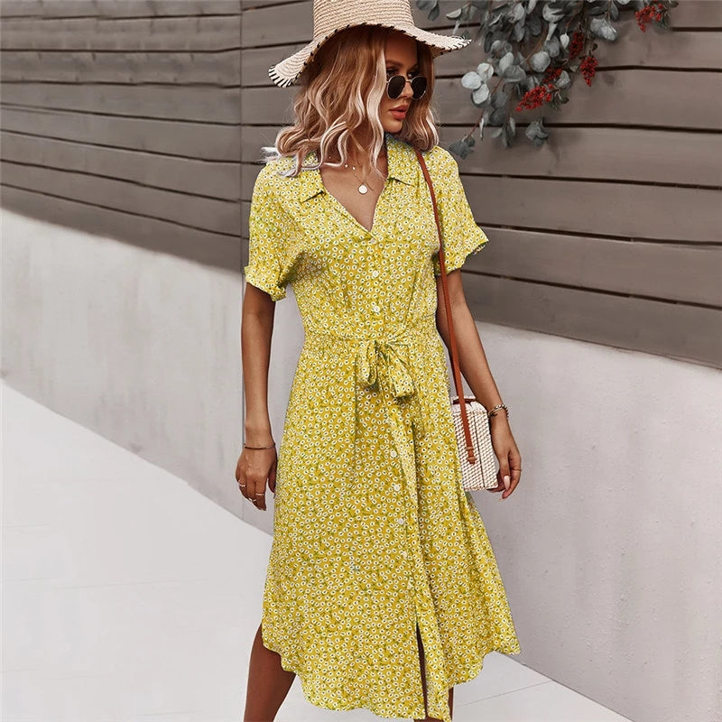 Casual Short Sleeve Midi Dresses