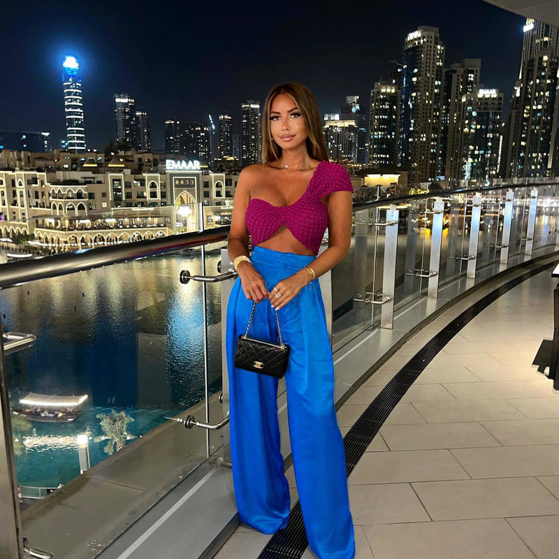 2022 Women's Fashion Cutout Cropped Asymmetric Knot Decorative Woven