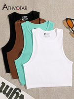 ATHVOTAR 14 Colors Women Crop Top Seamless Casual Streetwear White Bra