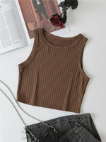 Casual Basic Ribbed Knit Crop Top