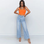 Summer Top Women Ribbed Casual Fitness Crop Top Solid Off Shoulder