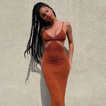 Cryptographic Spaghetti Strap Sexy Backless Maxi Dress Summer Holiday