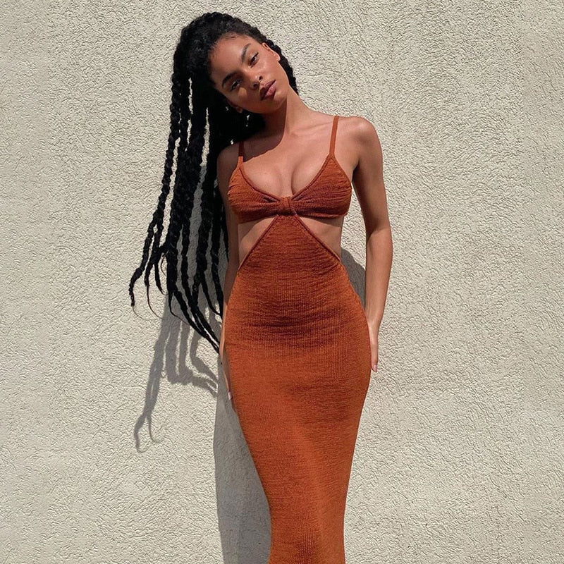 Cryptographic Spaghetti Strap Sexy Backless Maxi Dress Summer Holiday