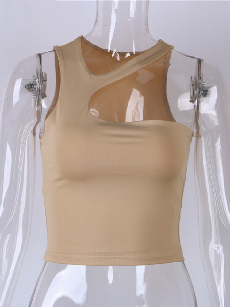 Cut Out Sexy Crop Off Shoulder Solid 2022 Skinny Sport Short Tops