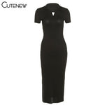 Cutenew Elegant Knitted  Maxi Dress Women Summer