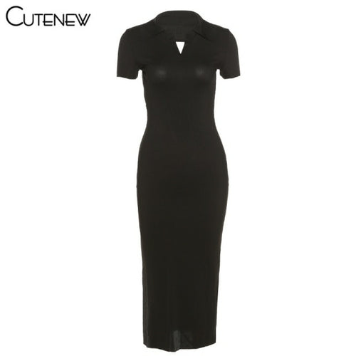 Cutenew Elegant Knitted  Maxi Dress Women Summer