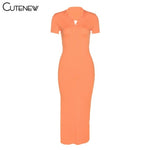 Cutenew Elegant Knitted  Maxi Dress Women Summer