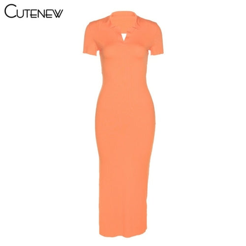 Cutenew Elegant Knitted  Maxi Dress Women Summer