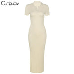 Cutenew Elegant Knitted  Maxi Dress Women Summer