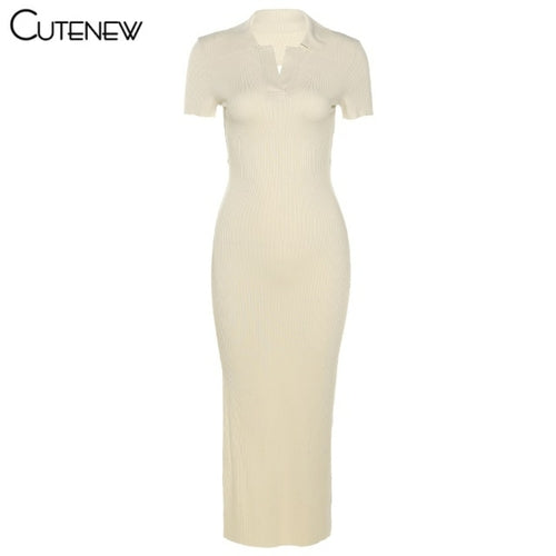 Cutenew Elegant Knitted  Maxi Dress Women Summer