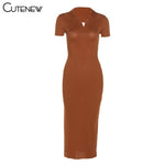 Cutenew Elegant Knitted  Maxi Dress Women Summer