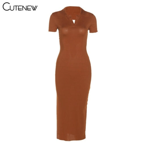 Cutenew Elegant Knitted  Maxi Dress Women Summer