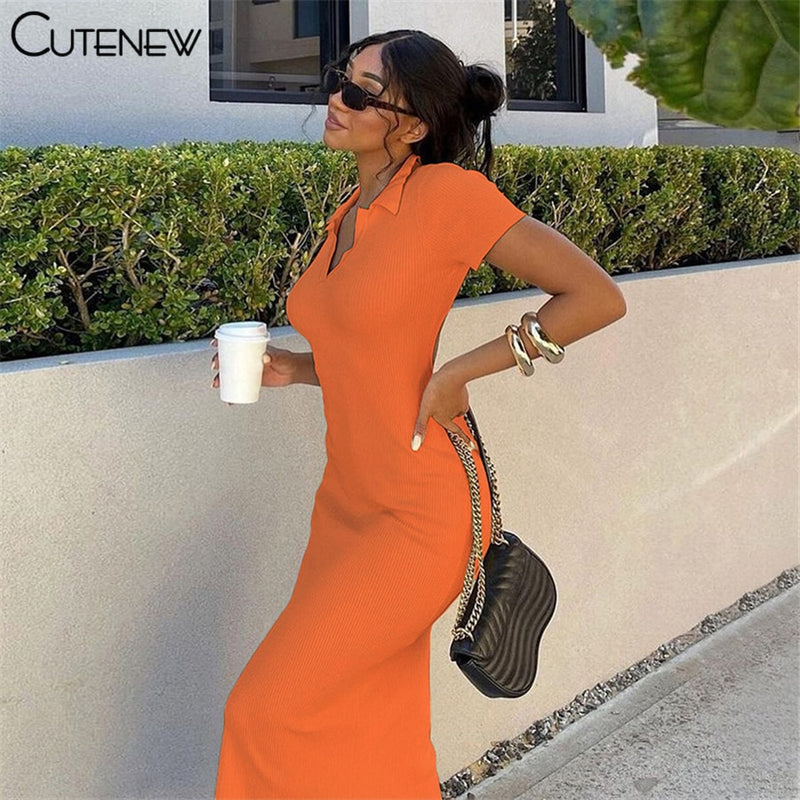 Cutenew Elegant Knitted  Maxi Dress Women Summer