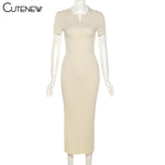 Cutenew Elegant Knitted  Maxi Dress Women Summer