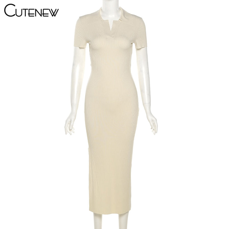Cutenew Elegant Knitted  Maxi Dress Women Summer