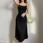 Darlingaga Fashion Strappy Black Dress Irregular Elegant