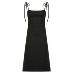 Darlingaga Fashion Strappy Black Dress Irregular Elegant