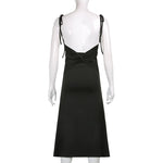 Darlingaga Fashion Strappy Black Dress Irregular Elegant