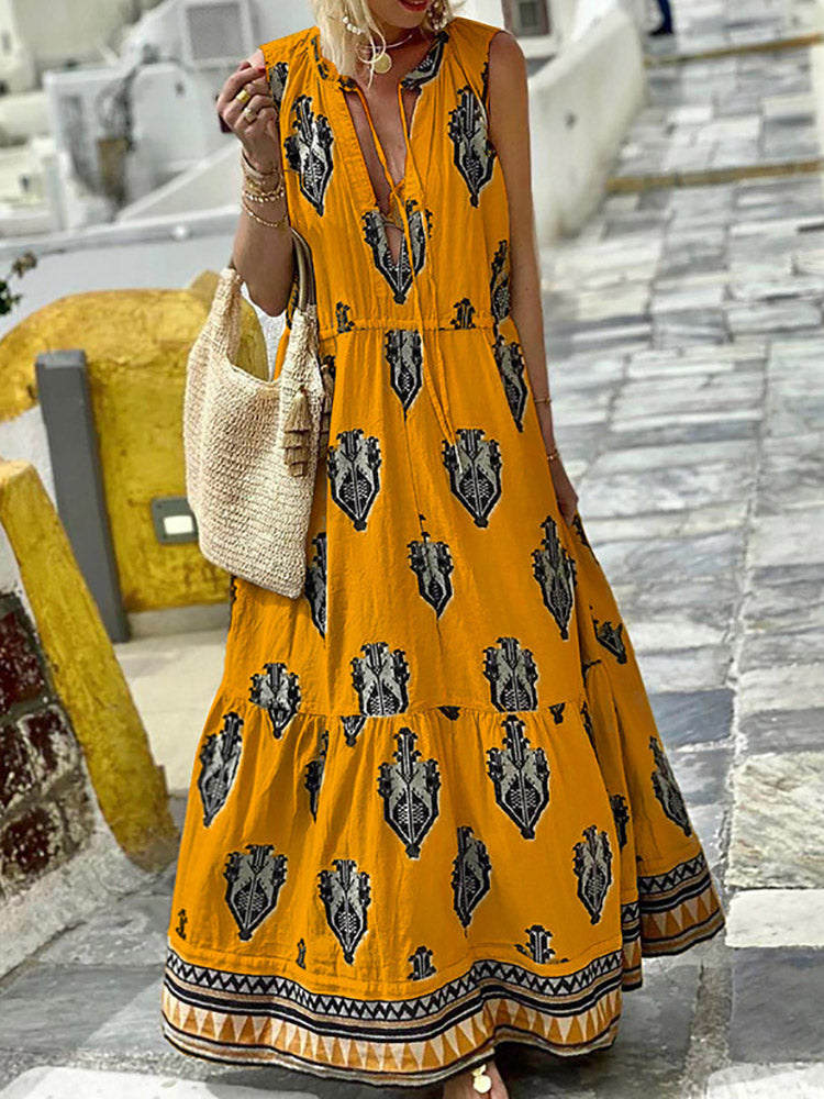Half Open Collar Summer Dress