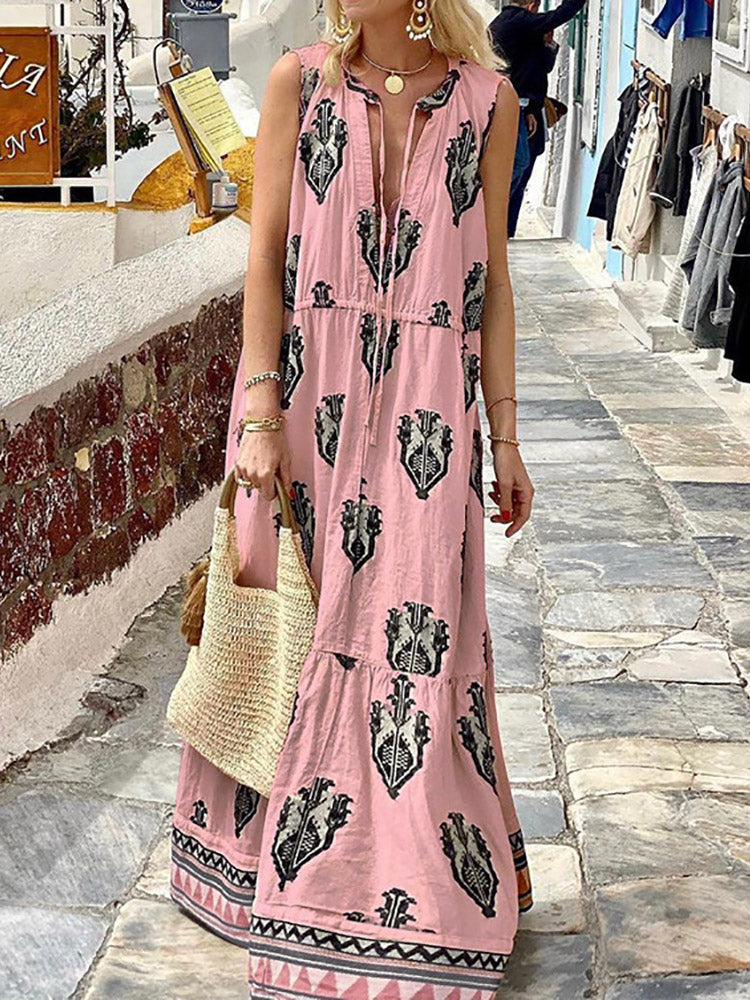 Half Open Collar Summer Dress