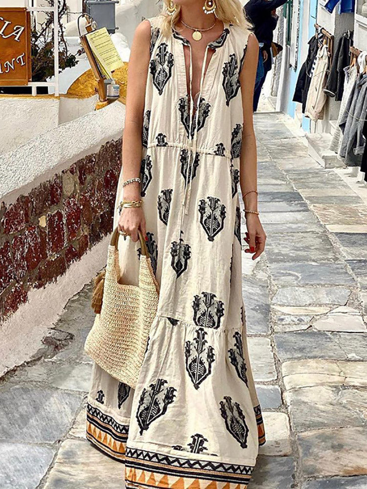 Half Open Collar Summer Dress