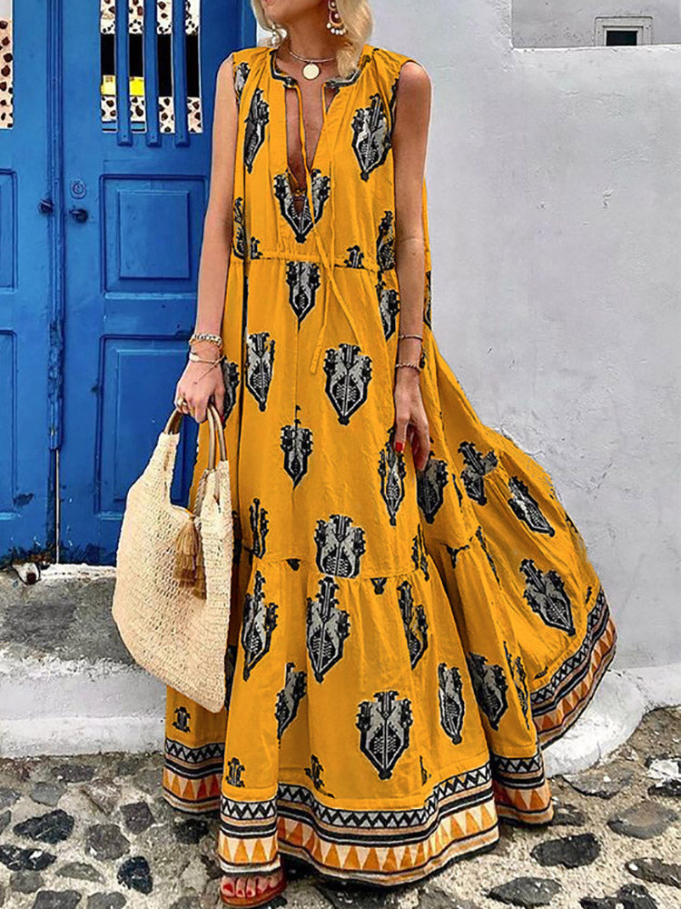 Half Open Collar Summer Dress