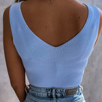 Hot Sale V Neck Camisole Women Summer Ice Silk Knitted Slim Fit Ladies